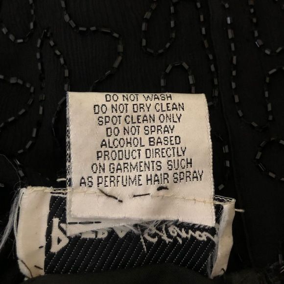 80’s Vintage Stenay Black Beaded Flapper Gatsby Zigzag Hem Short Sleeve Blouse - Picture 11 of 13